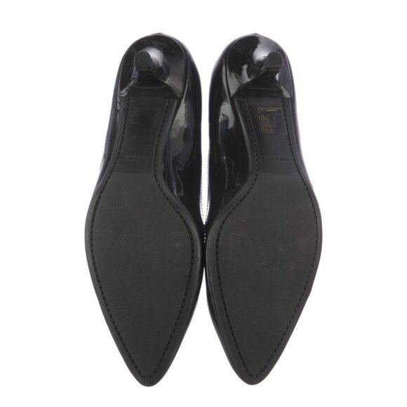 Prada authentic Black Patent Leather Pointed Toe Low Stiletto Heels 7 Italy - Picture 5 of 9